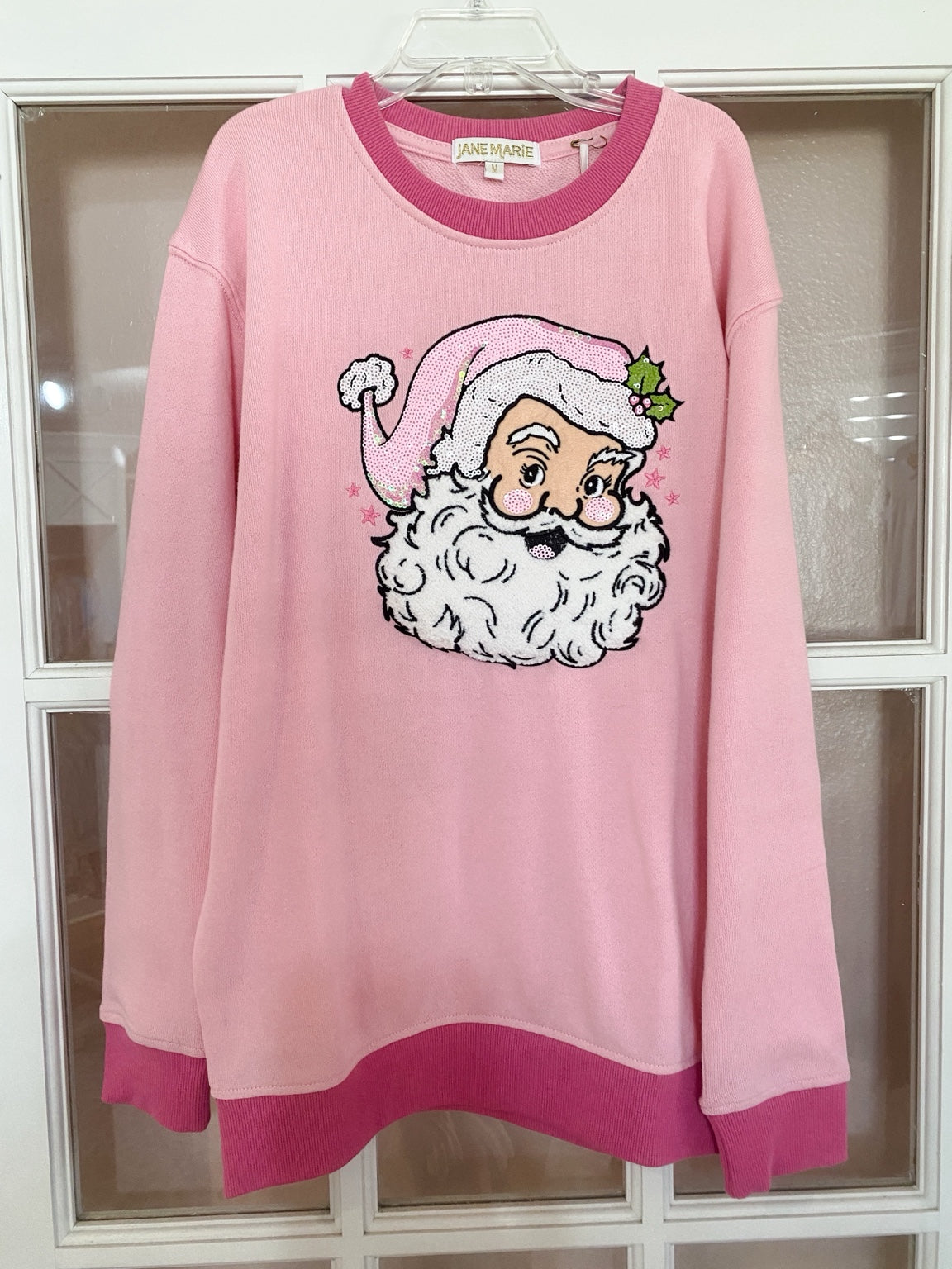 Kids Jolly Pink Santa Bubblegum Crew Neck Sweatshirt