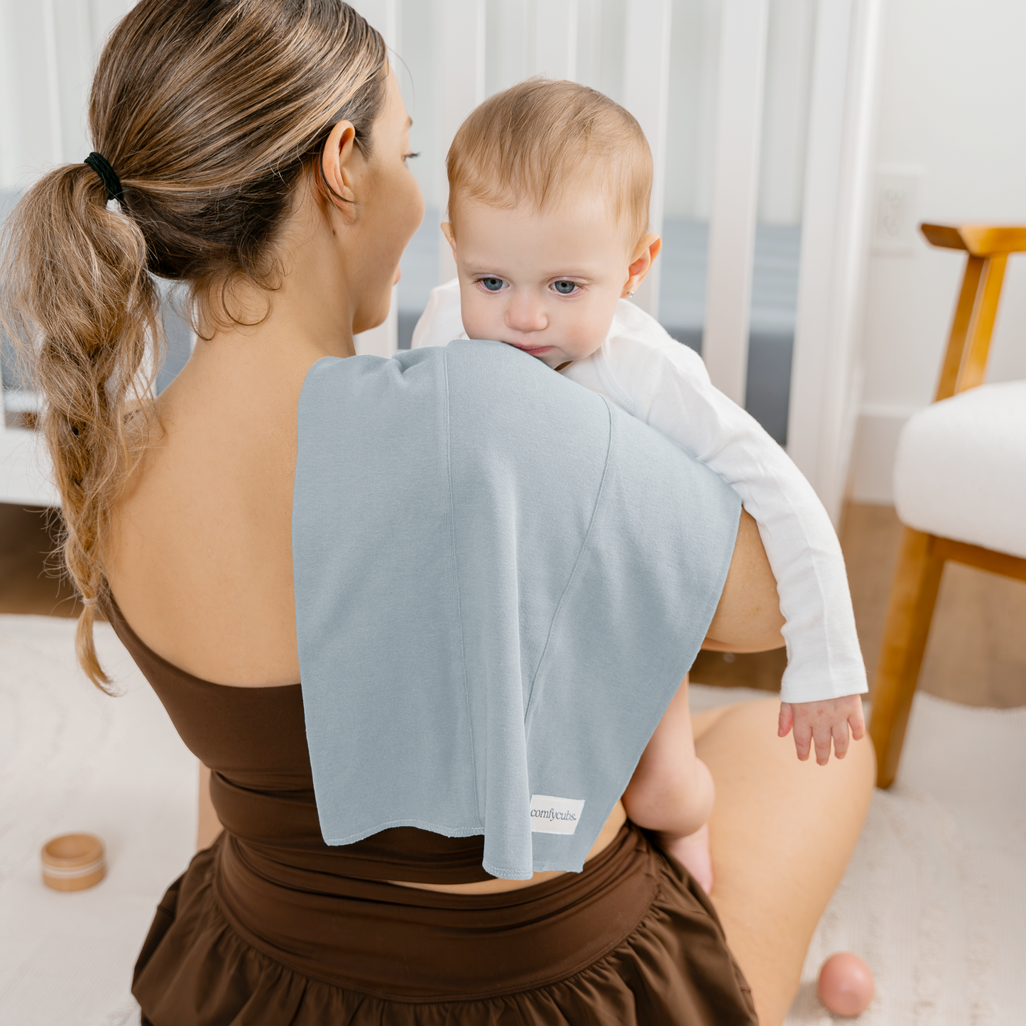 Cotton Burp Cloths in Pacific Blue