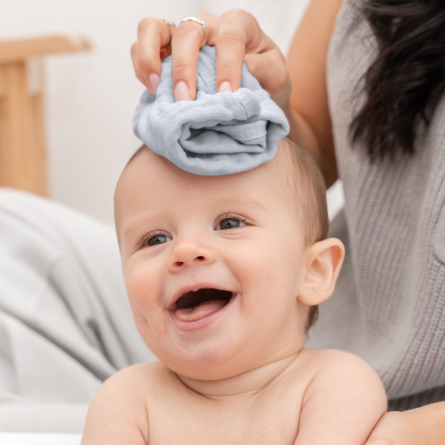 Muslin Washcloths in Slate