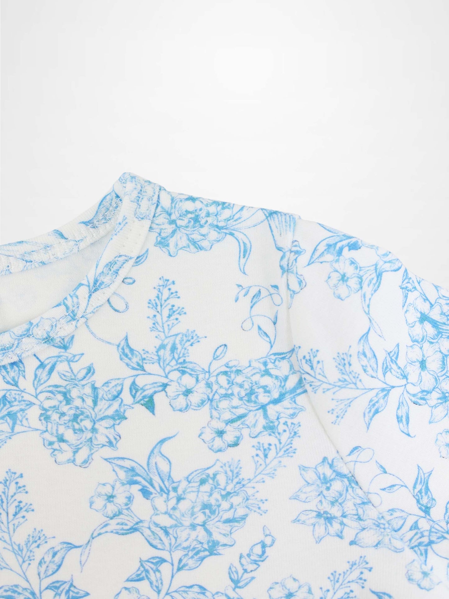 Blue Flowered Short Sleeve T-shirt