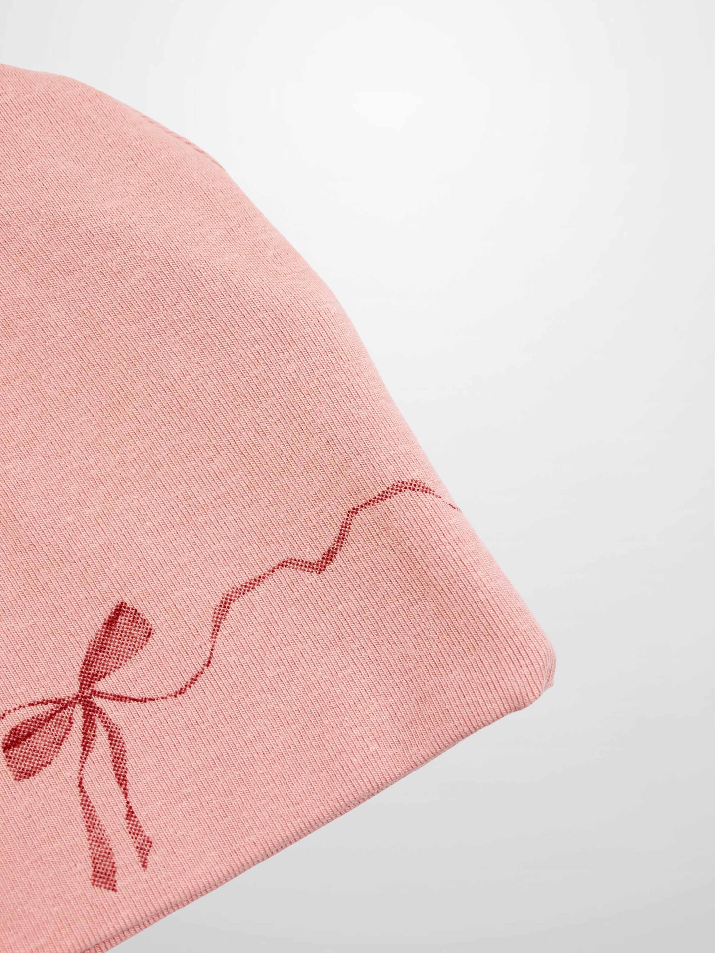 Pink Bow Beanie with Lace