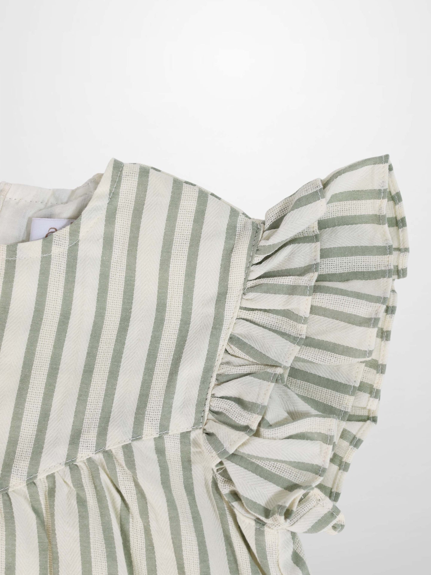 Green Striped Ruffled Shirt & Bloomers Set