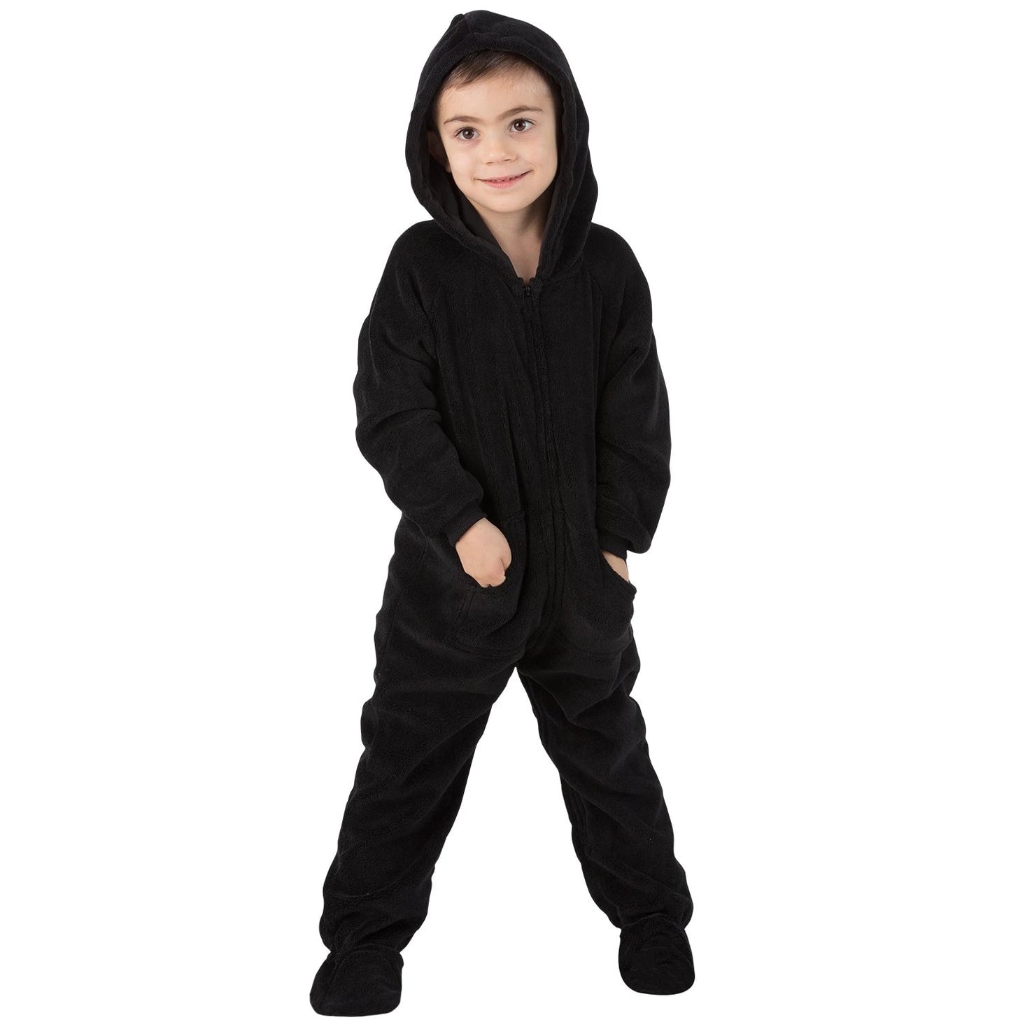 Family Matching Jet Black Hoodie Chenille Onesie