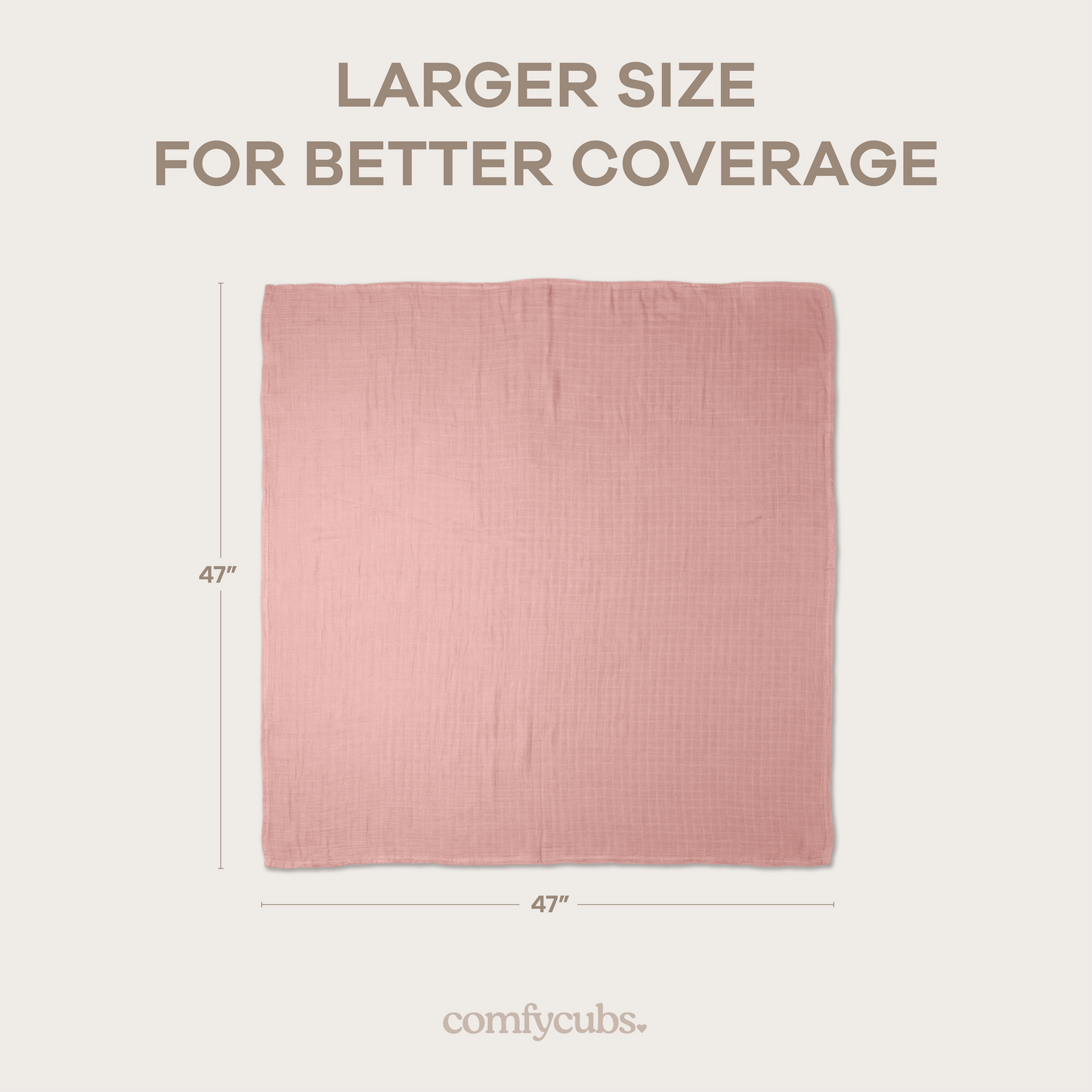 Muslin Swaddle Blankets 47” x 47” in Cream, Blush, Bold Blush, Mauve, 4 Pack
