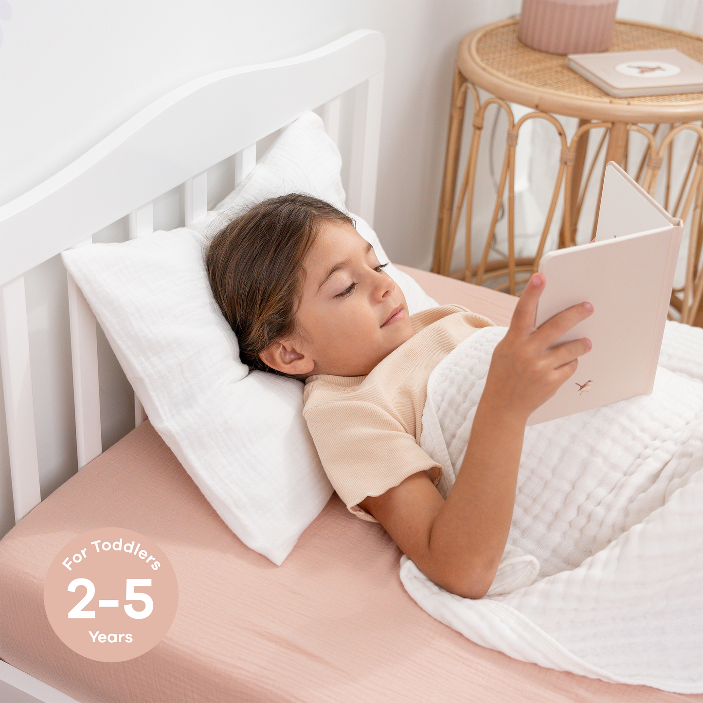 Toddler Pillows with Soft Muslin Pillow Case in White