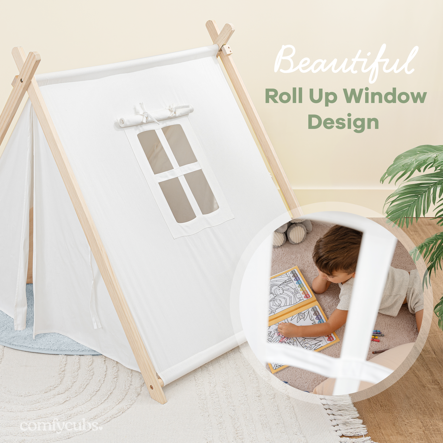 Kids Indoor Play Tent in Natural Wood