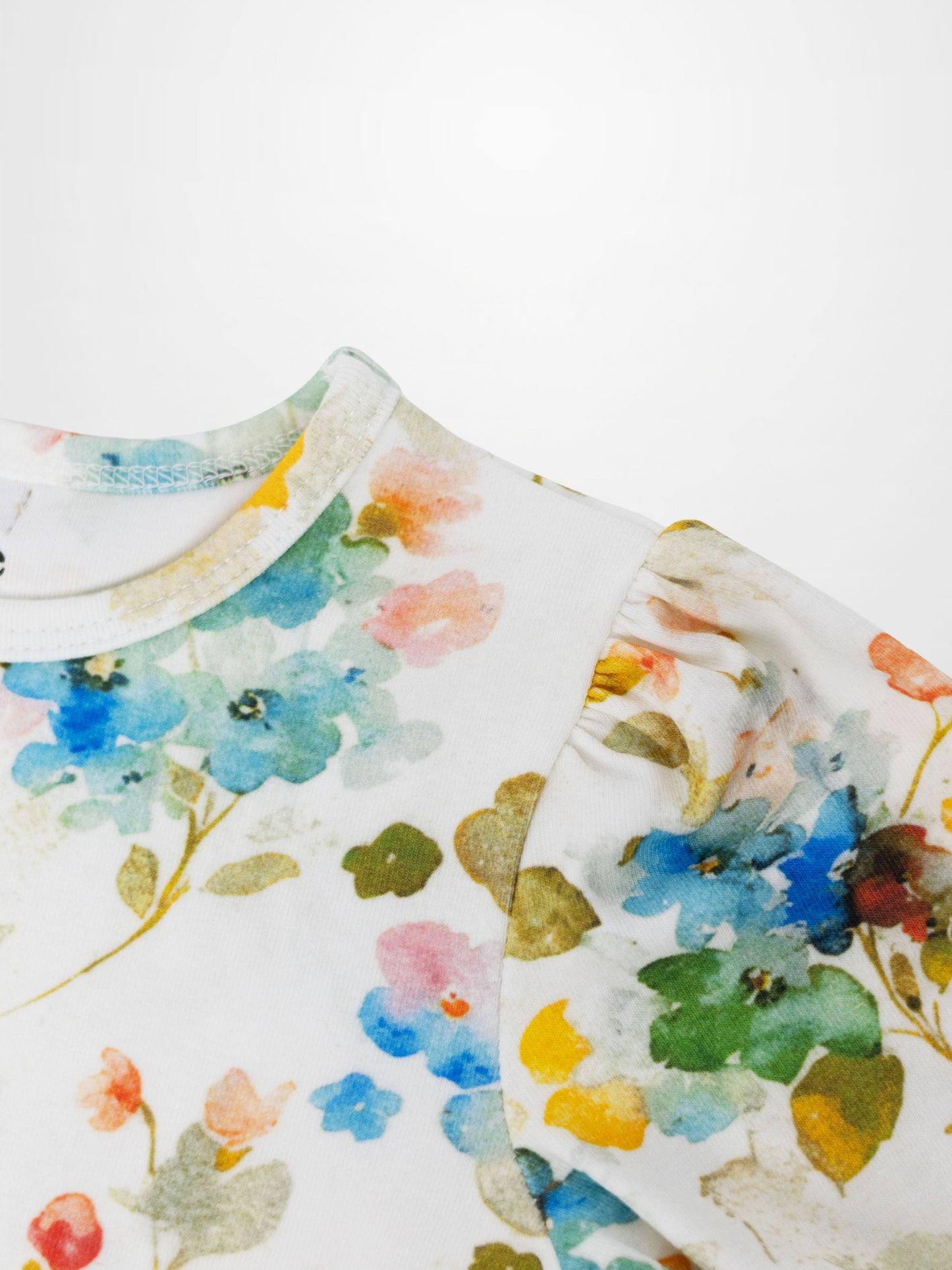 Pastel Flower 3/4 Puff Sleeve T-Shirt