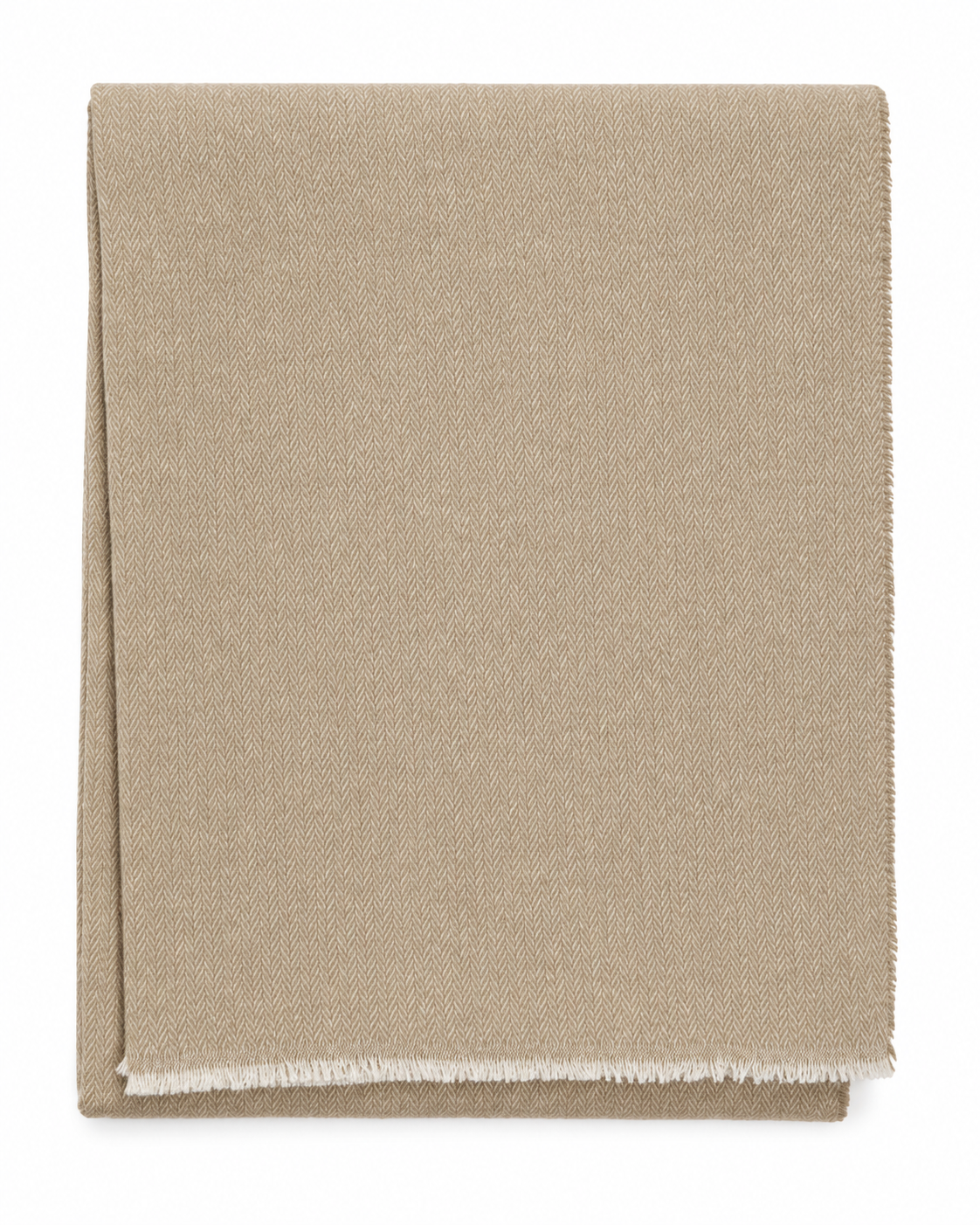 Cotton-Blend Mini Herringbone Throw with Eyelash Fringes
