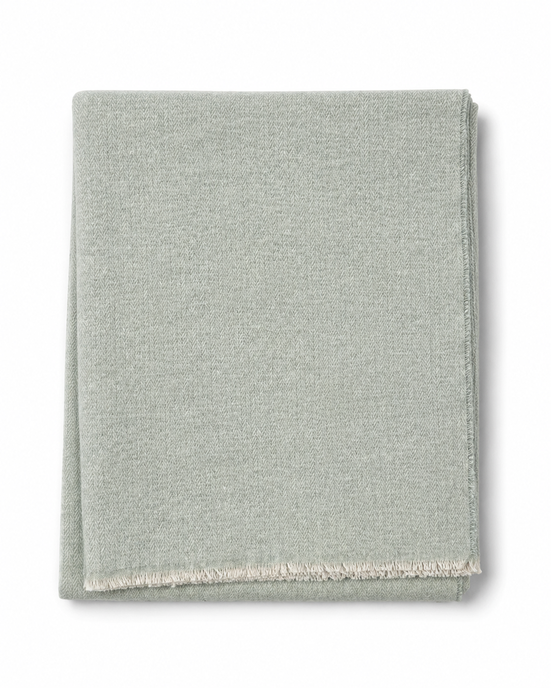 Cotton-Blend Mini Herringbone Throw with Eyelash Fringes