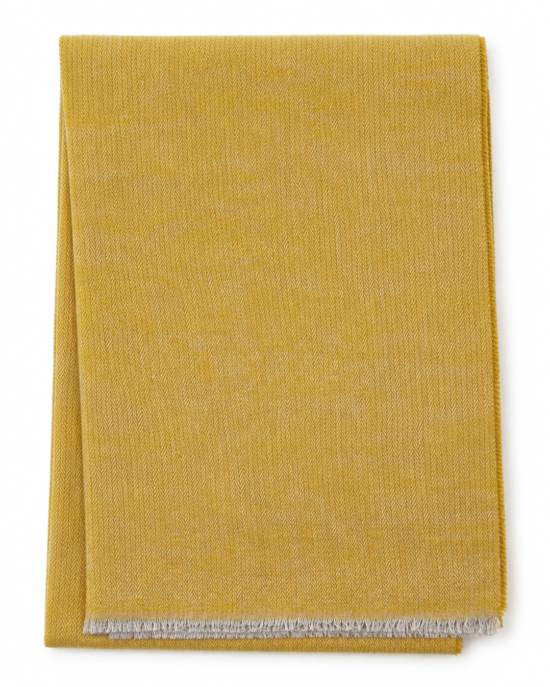 Cotton-Blend Mini Herringbone Throw with Eyelash Fringes
