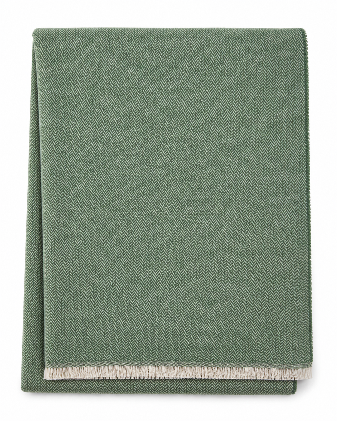 Cotton-Blend Mini Herringbone Throw with Eyelash Fringes