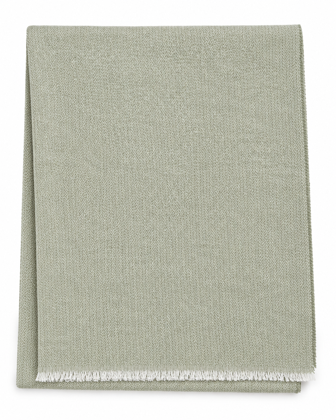 Cotton-Blend Mini Herringbone Throw with Eyelash Fringes