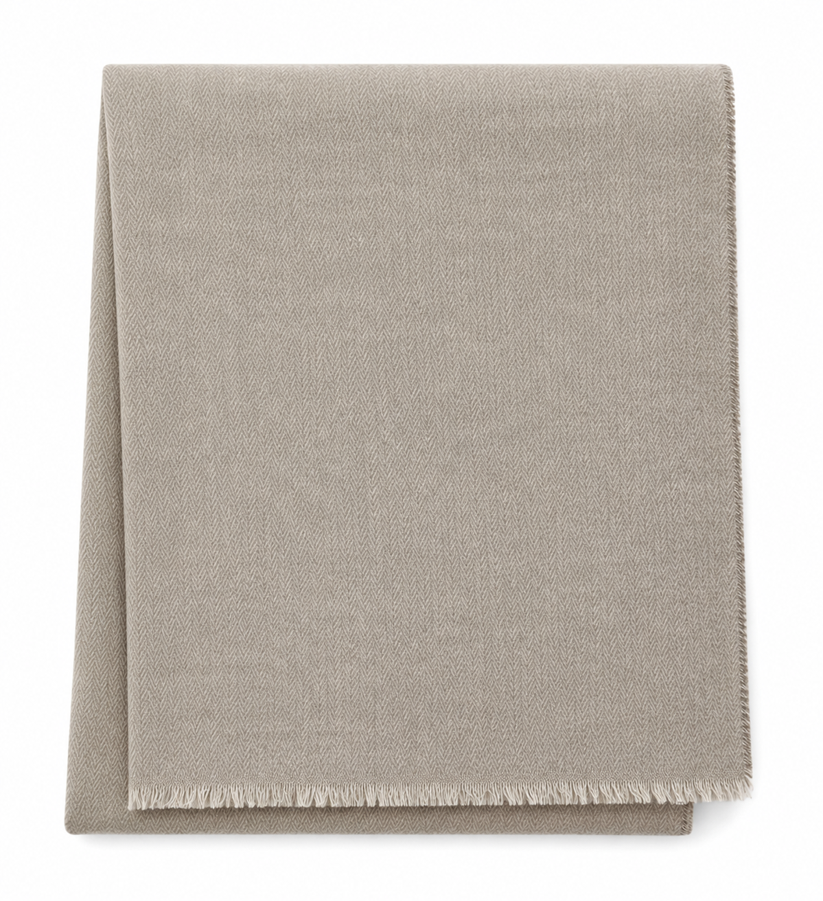 Cotton-Blend Mini Herringbone Throw with Eyelash Fringes