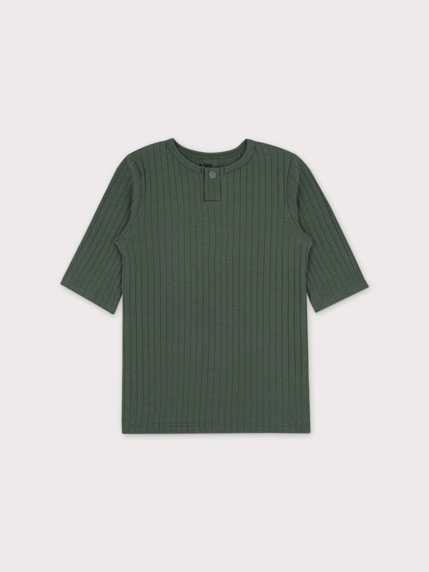 One Snap Henley 3/4 Sleeve Shirt & Skirt-Green