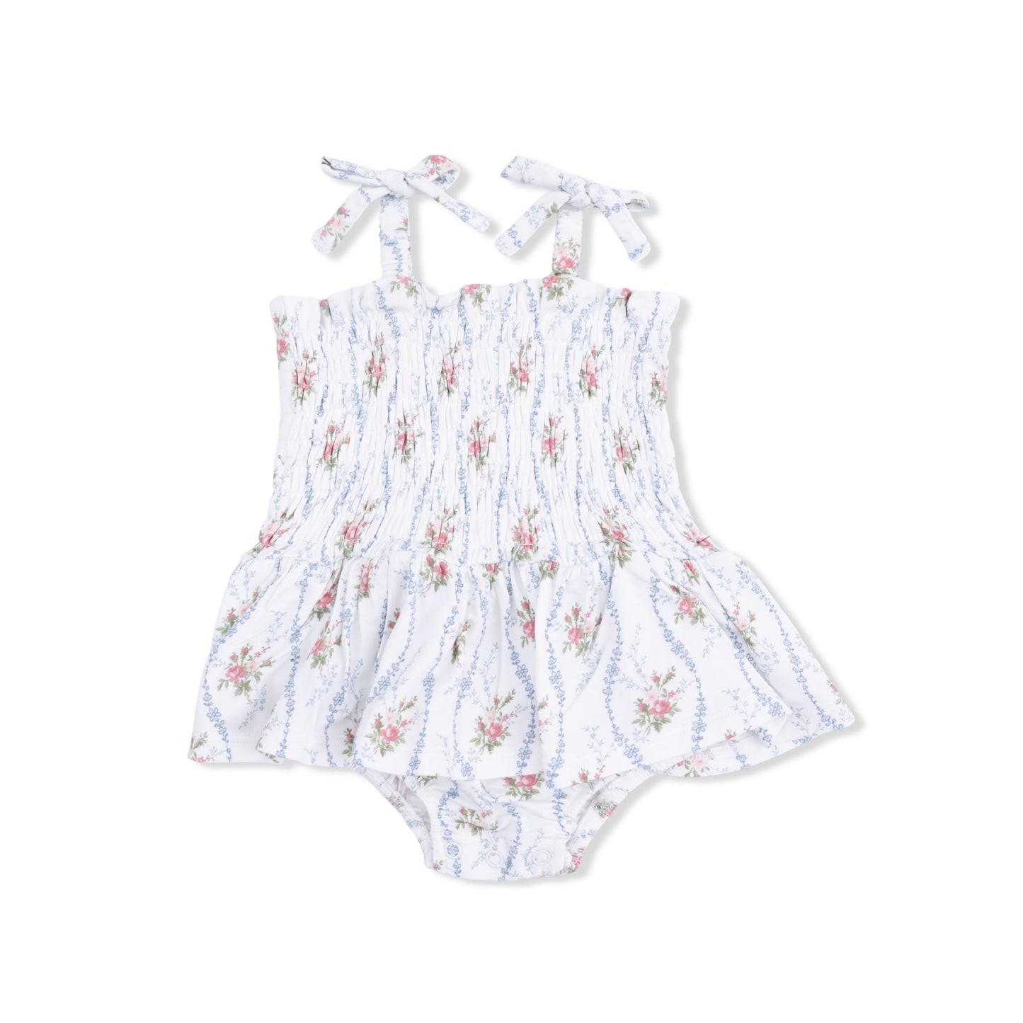 Heirloom Rose Stripe - Smocked Bubble with Skirt