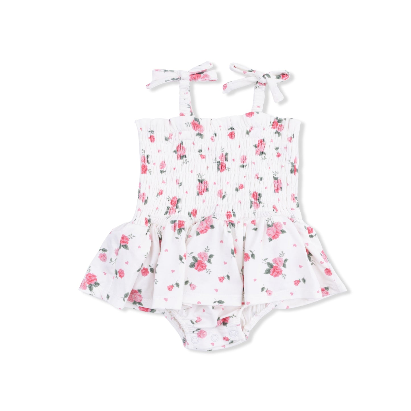 Pink Rosettes - Smocked Bubble with Skirt