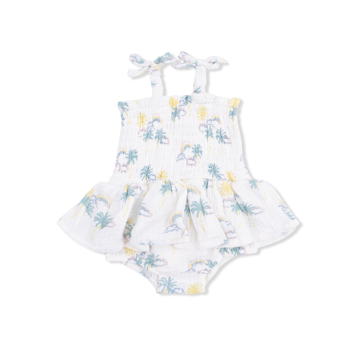 Palm Trees and Rainbows - Smocked Bubble with Skirt