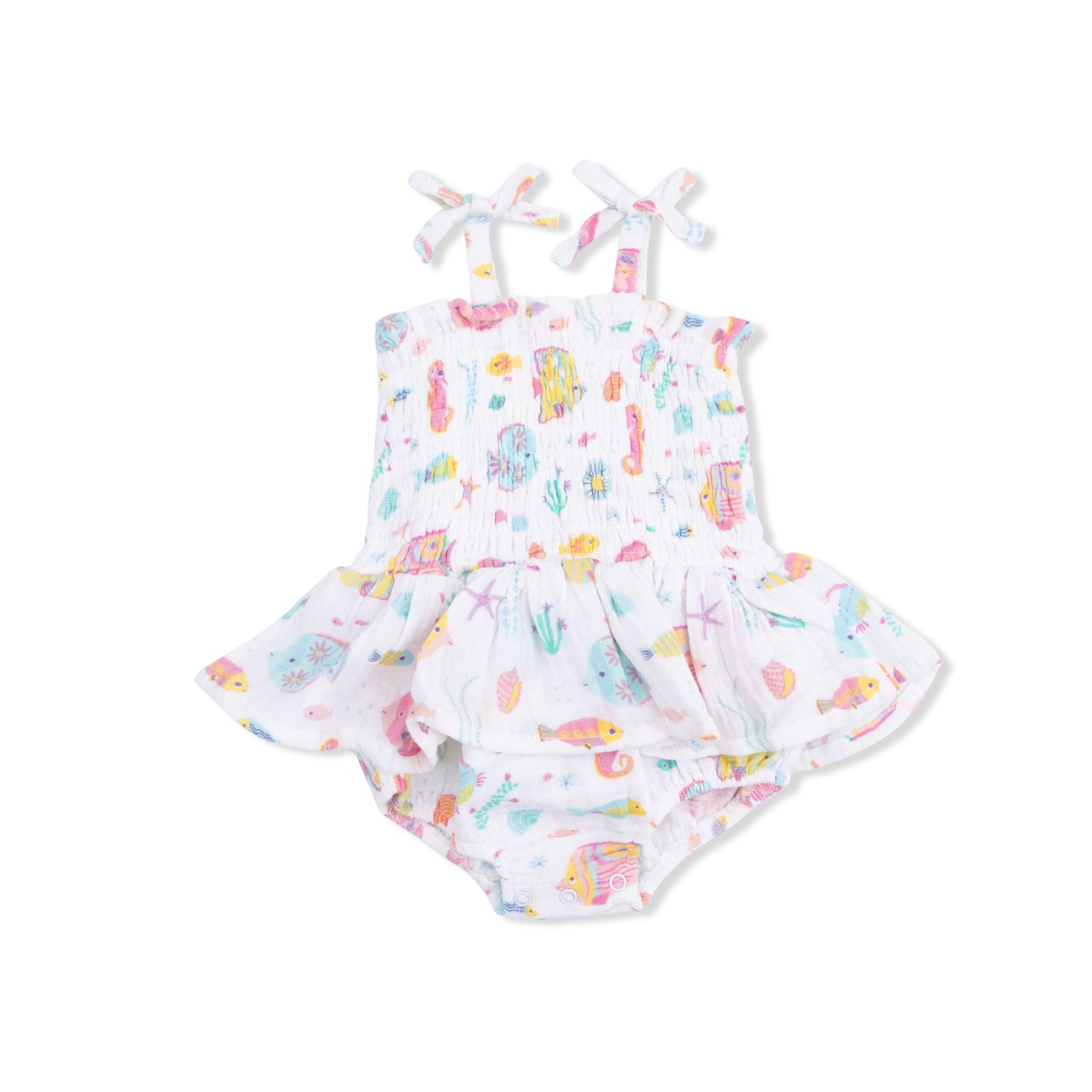 Sunny Coral Reef Fish - Smocked Bubble with Skirt