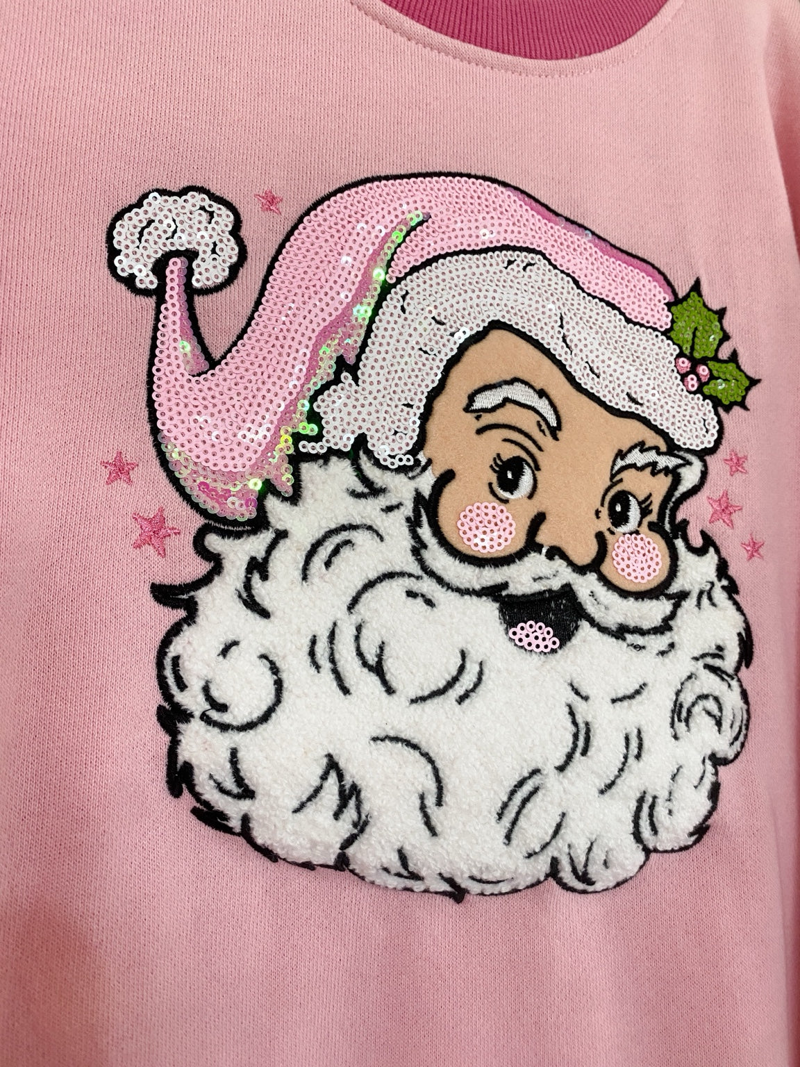 Kids Jolly Pink Santa Bubblegum Crew Neck Sweatshirt