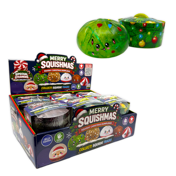 Merry Squishmas Christmas Dumplings – Jelly-Filled Squishy Fidget Toys with Steamer