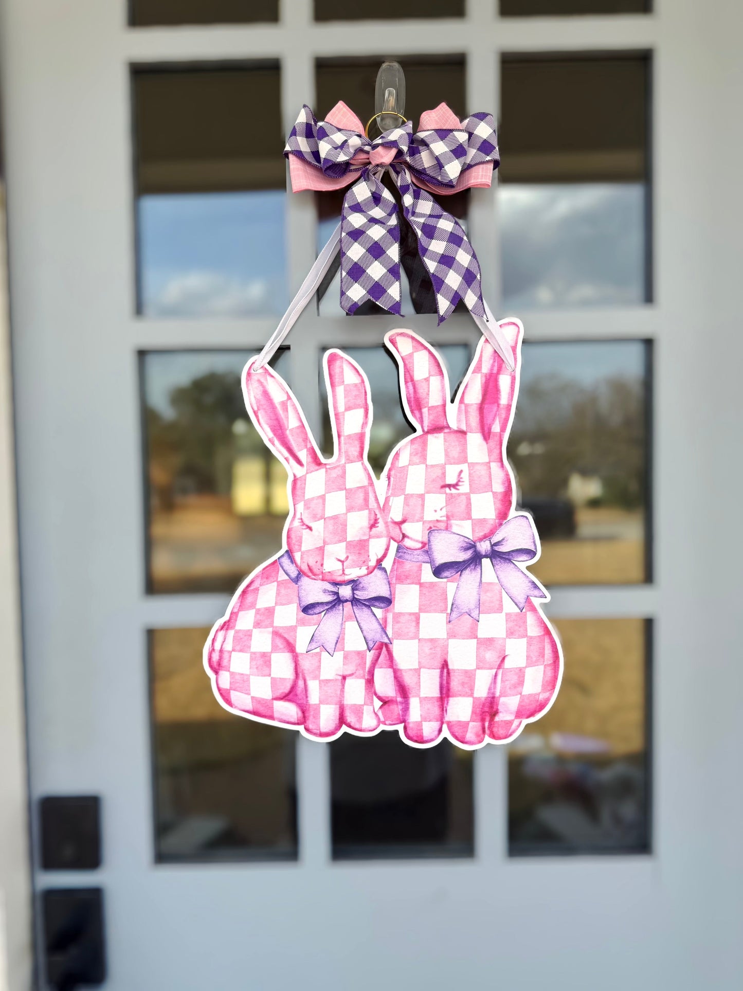 Blue and Blush Bunny Door Hanger