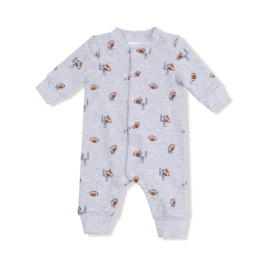 Baseball Collar Romper with Front Placket
