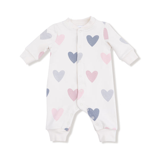 Baseball Collar Romper with Front Placket