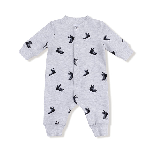 Baseball Collar Romper with Front Placket