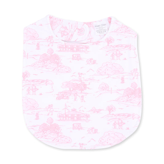 Golf Toile Pink - Feeding Bib
