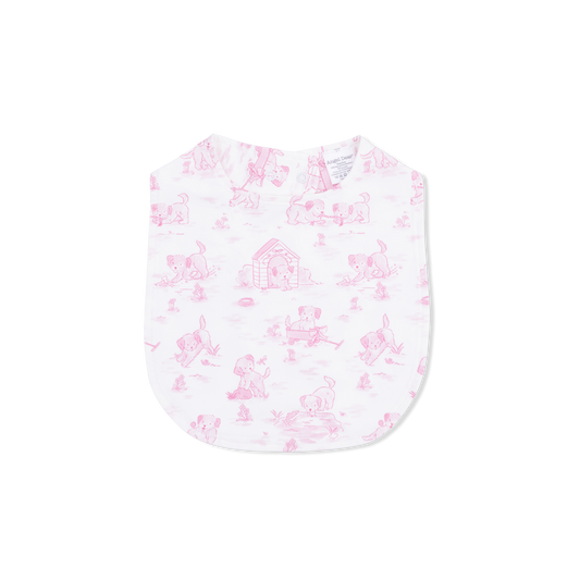 Puppy Toile Pink - Feeding Bib