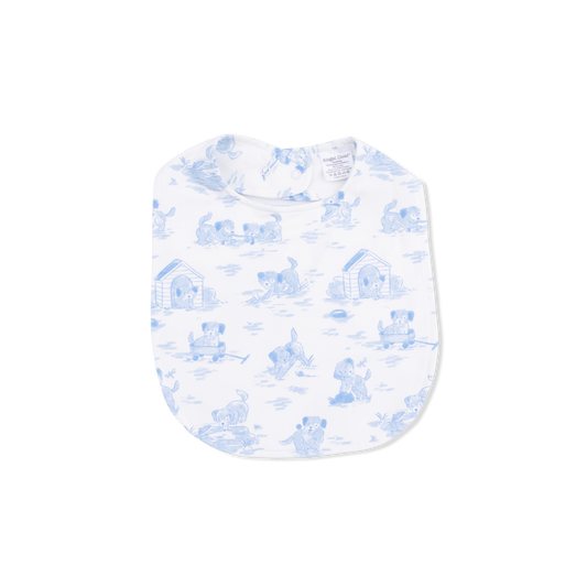 Puppy Toile Blue - Feeding Bib