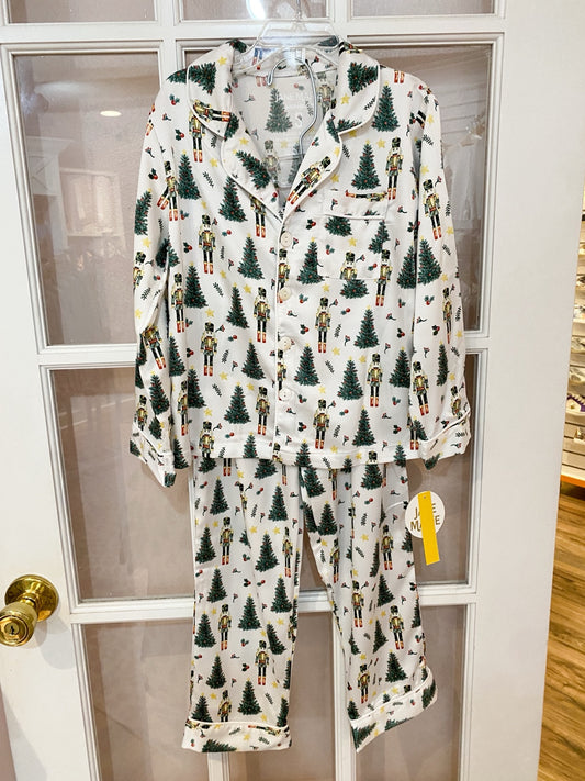 Nutcracker Christmas Tree Satin Loungewear Set – Two-Piece Holiday Pajamas