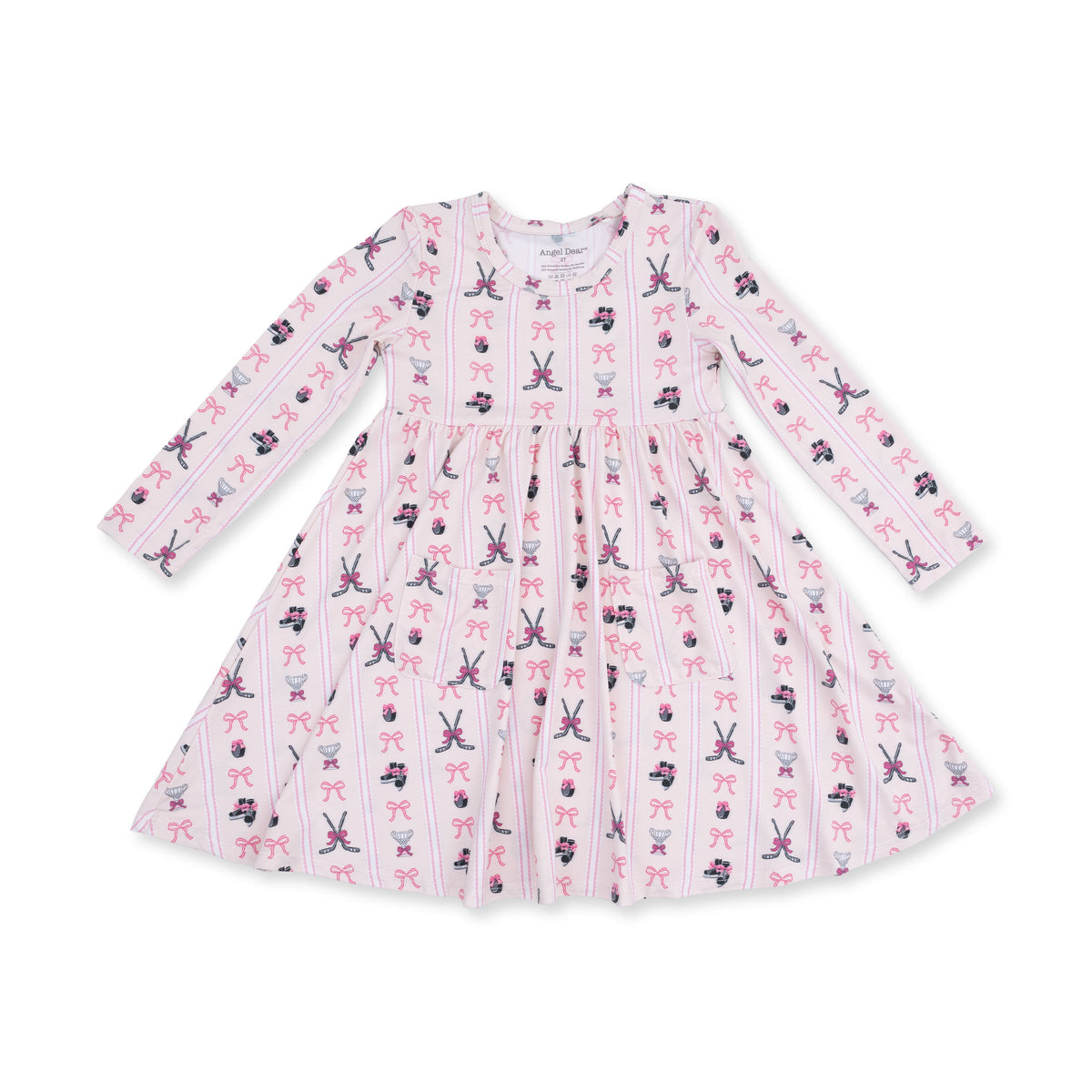 Megan's Bowtiful Hockey Stripe - Twirly Long Sleeve Dress