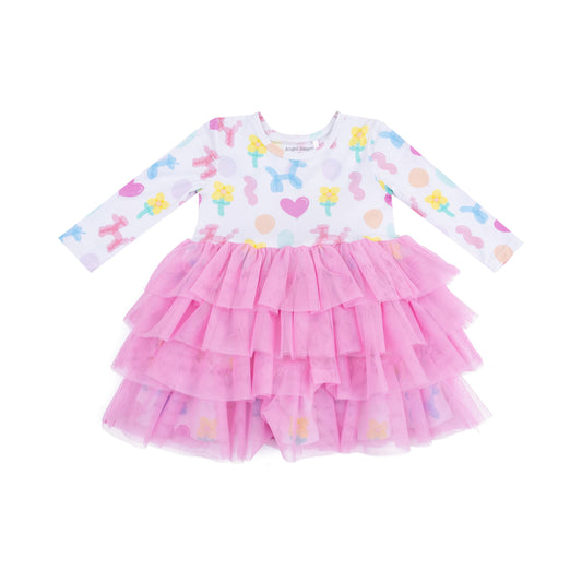 Twirly Long Sleeve Layered Tulle Dress