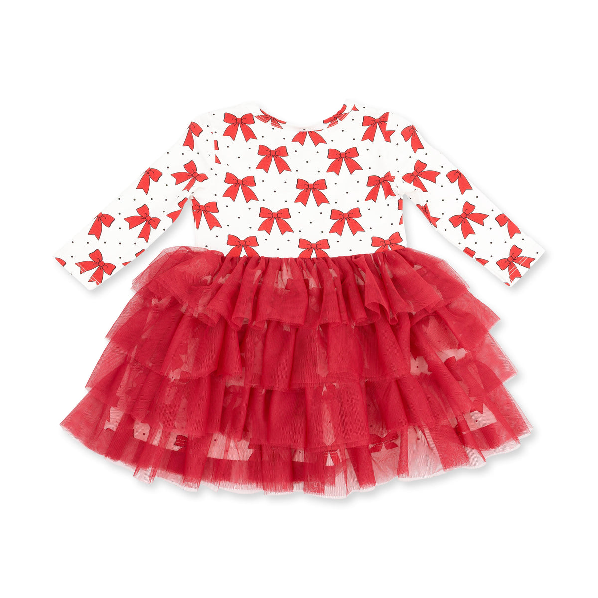 Festive Bows - Bamboo - Twirly Long Sleeve Tutu Dress and Cartwheel Short