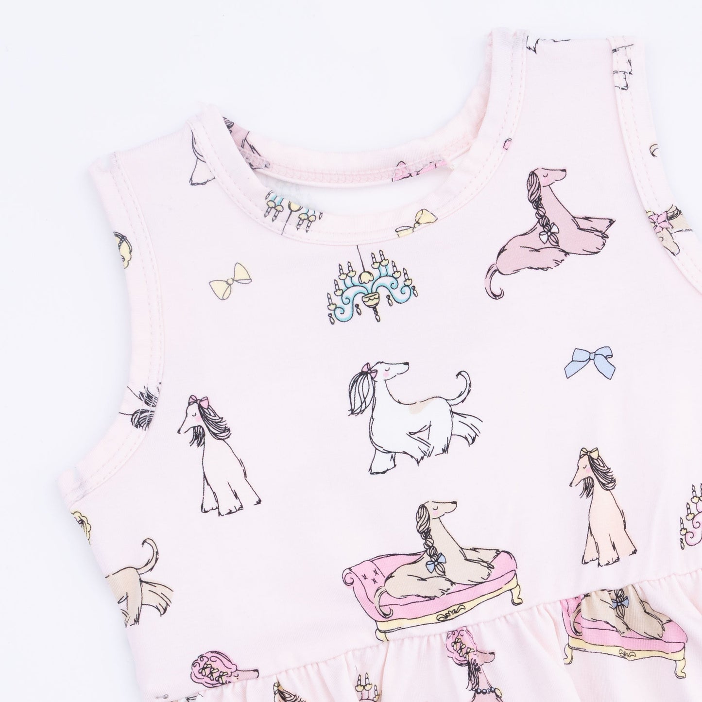 Fancy Hounds with Bows - Peplum Tank Top and Bike Short