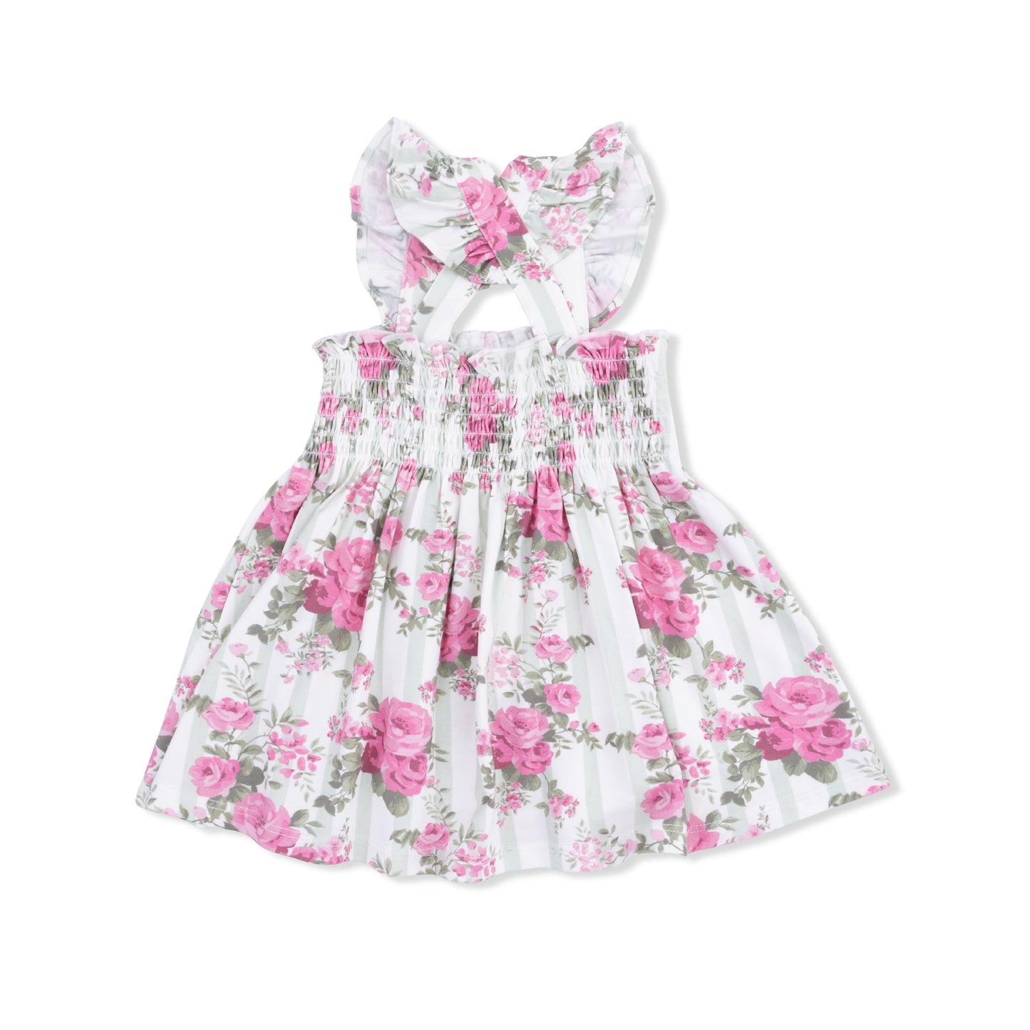 Cabbage Rose Stripe - Smocked Top with Bloomer