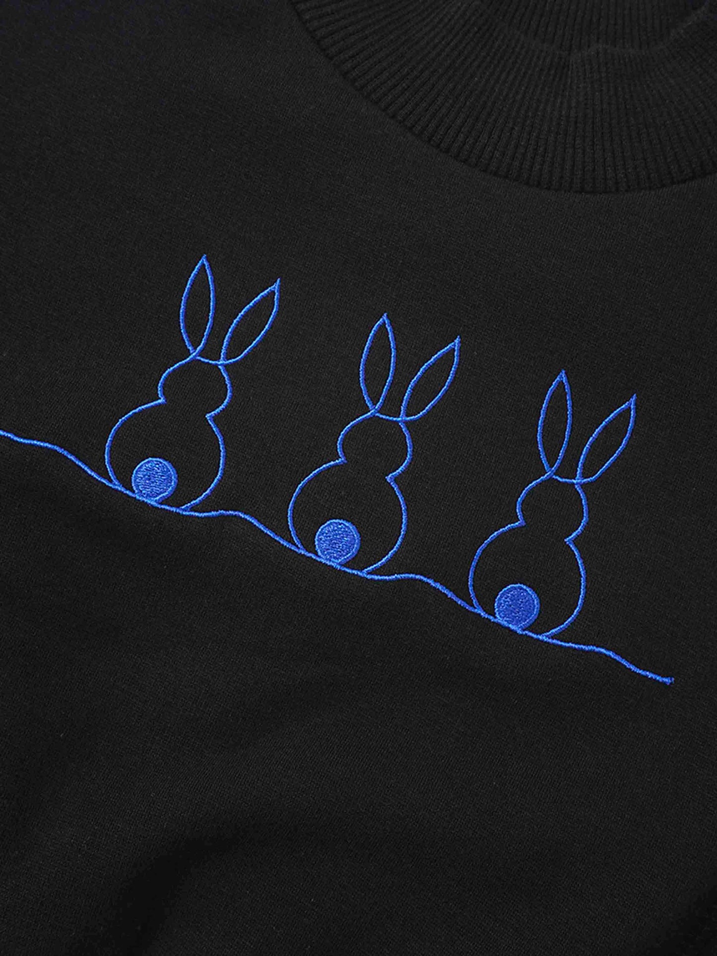 Embroidered Bunny Sweatshirt - Blue