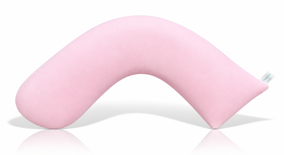 Luna Lullaby® V-Shaped Nursing Pillow | Baby Pink Smooth Design