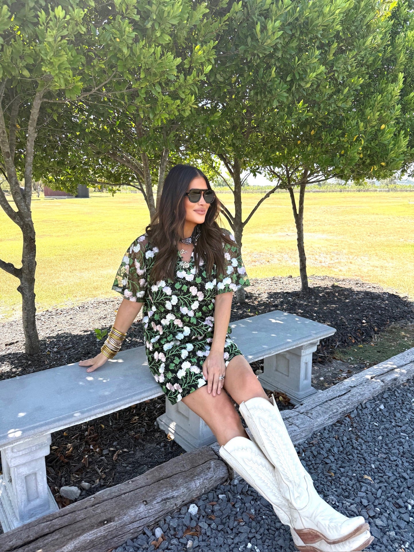 Lulu Short Sleeve Mini Caftan- Vine