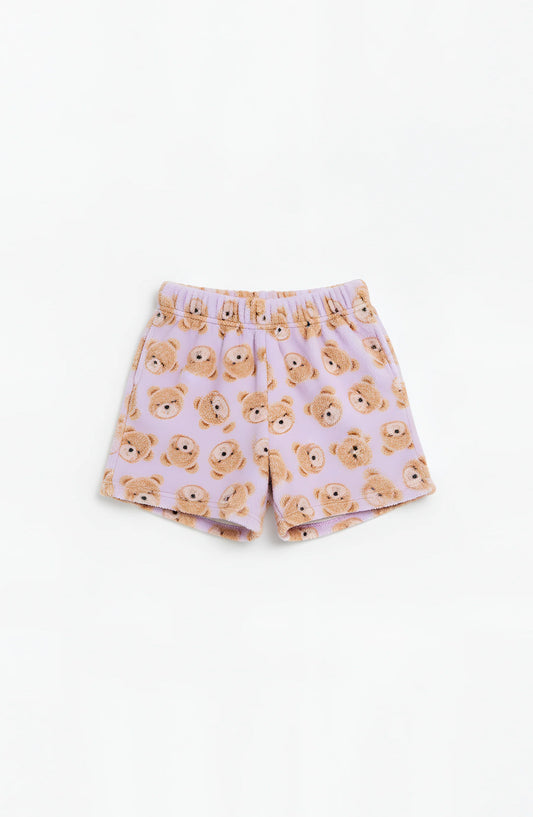 Girls Plush Lavender Teddy Bear Lounge Shorts | Cozy Boutique Loungewear – Bossier City Louisiana