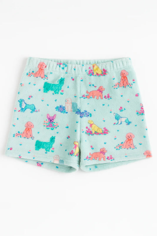 Plush Puppies Light Blue Loungewear Shorts for Girls | Bossier City Boutique