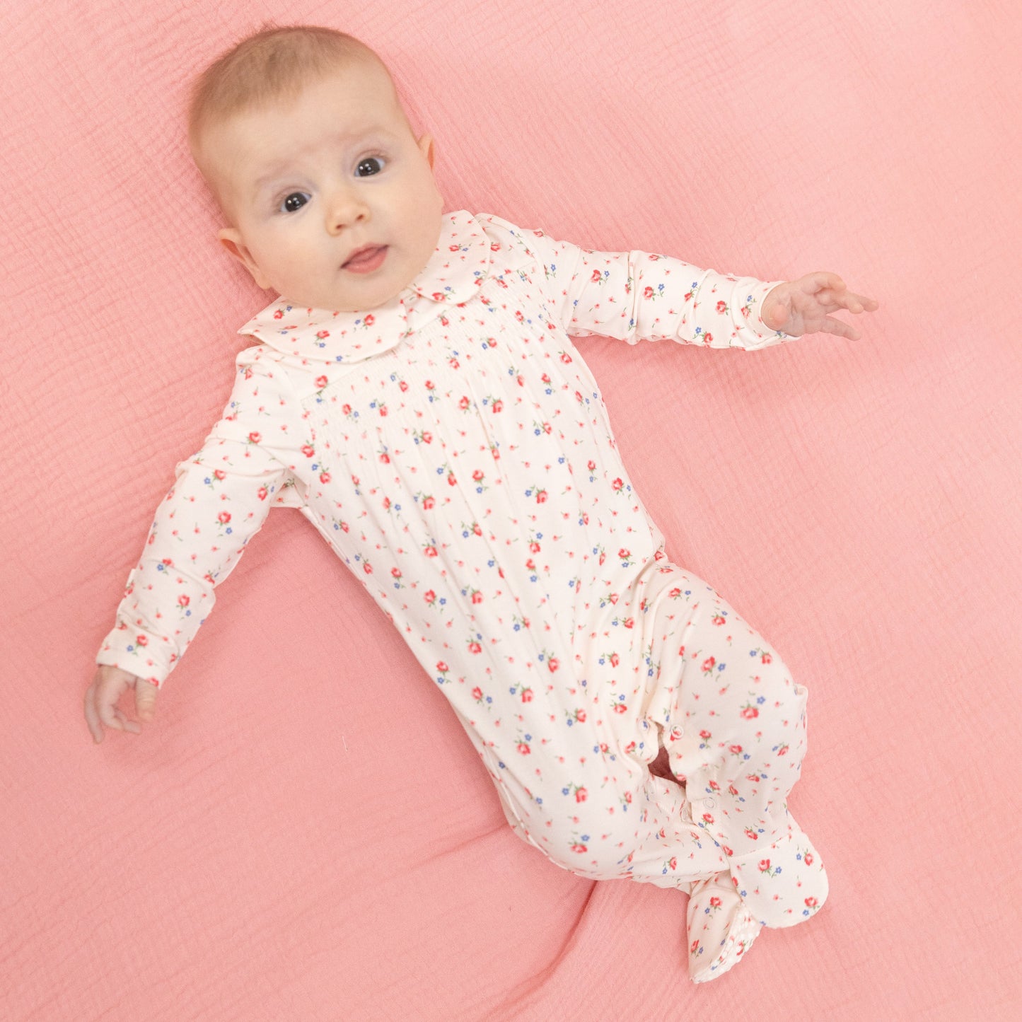 Joli Rosette - Smocked Peter Pan Snap Footie