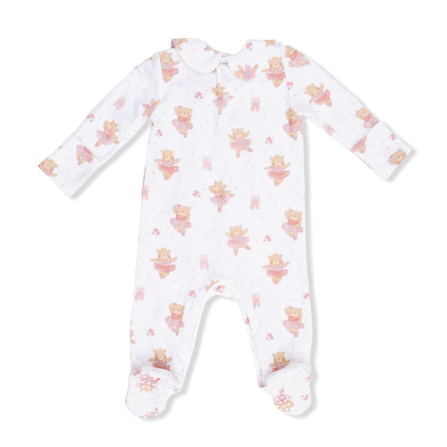 Teddy Bear Ballerina - Smocked Peter Pan Snap Footie