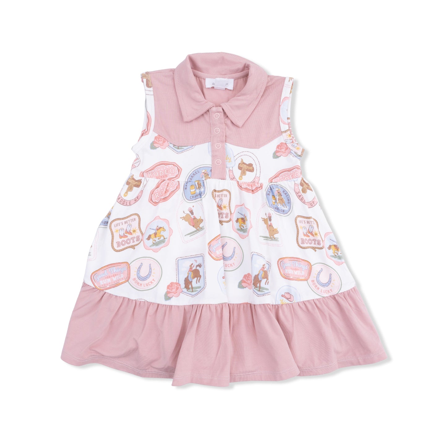 Rodeo Patches Pink - Cowboy Bodysuit Dress