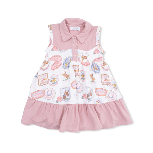 Rodeo Patches Pink - Cowboy Bodysuit Dress