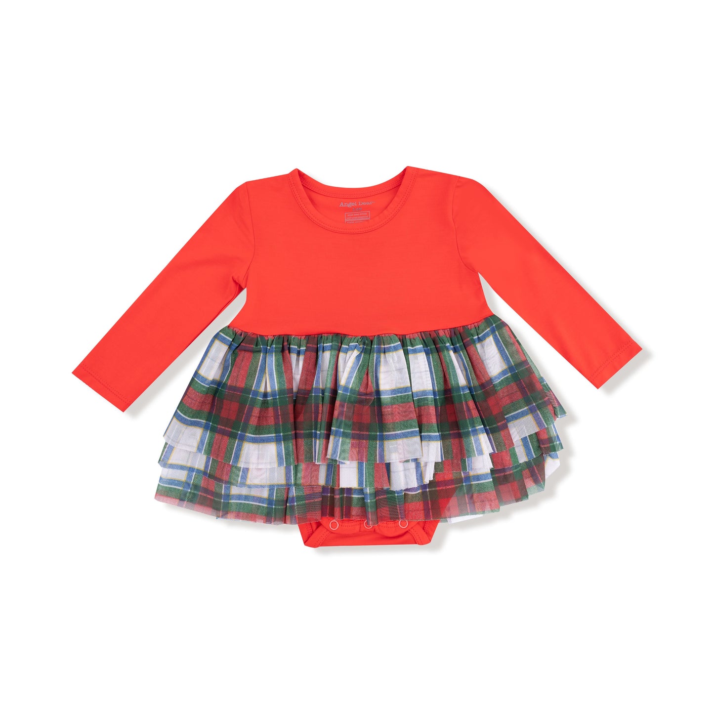 Holiday Plaid - Long Sleeve Tutu Bodysuit