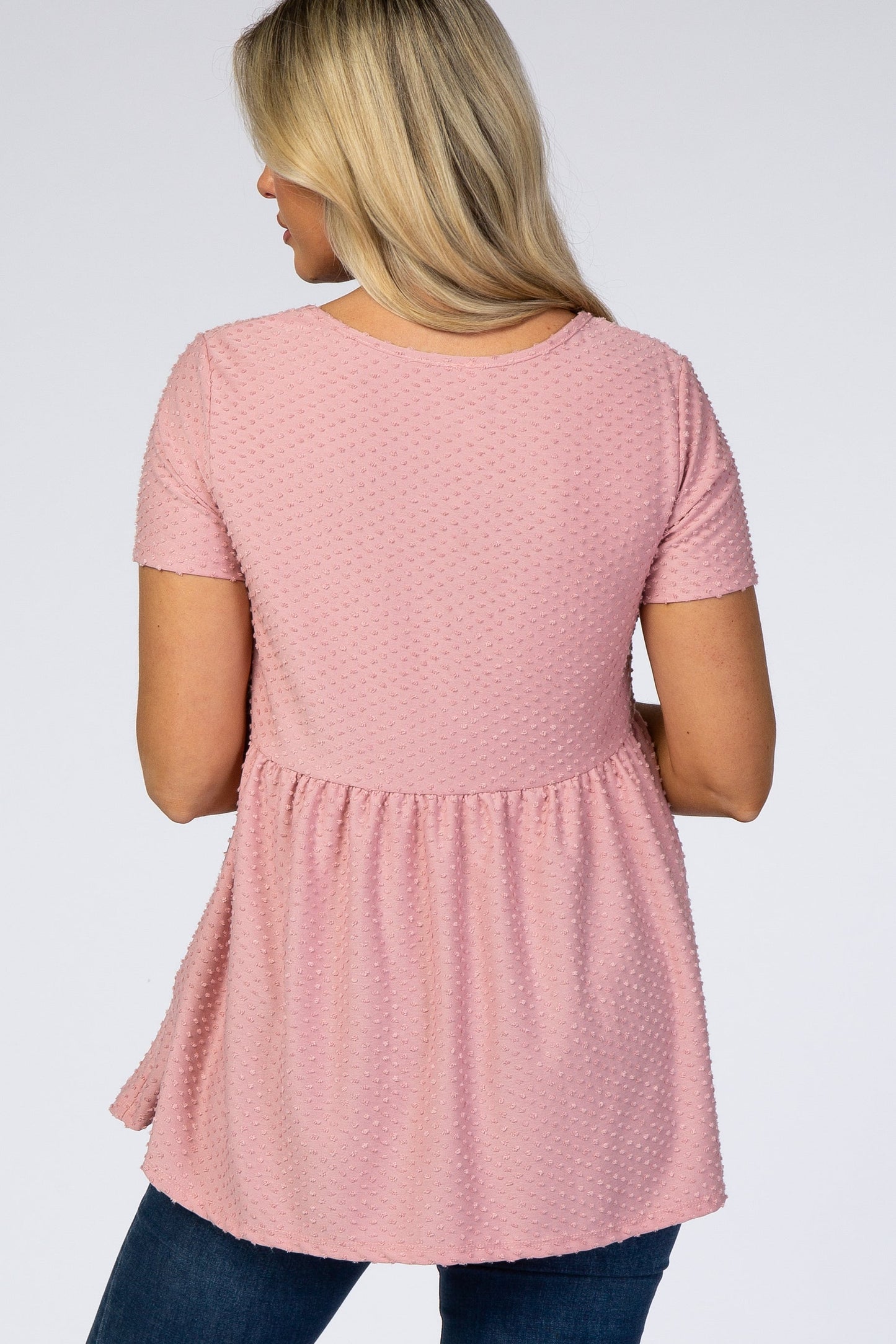 Mauve Swiss Dot Peplum Maternity Top