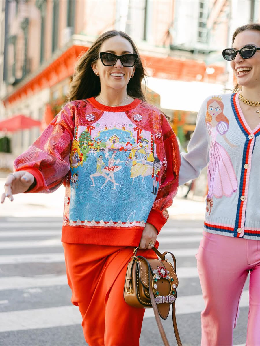 Queen of Sparkles Light Blue Sequin Nutcracker & Clara Cardigan – Adult