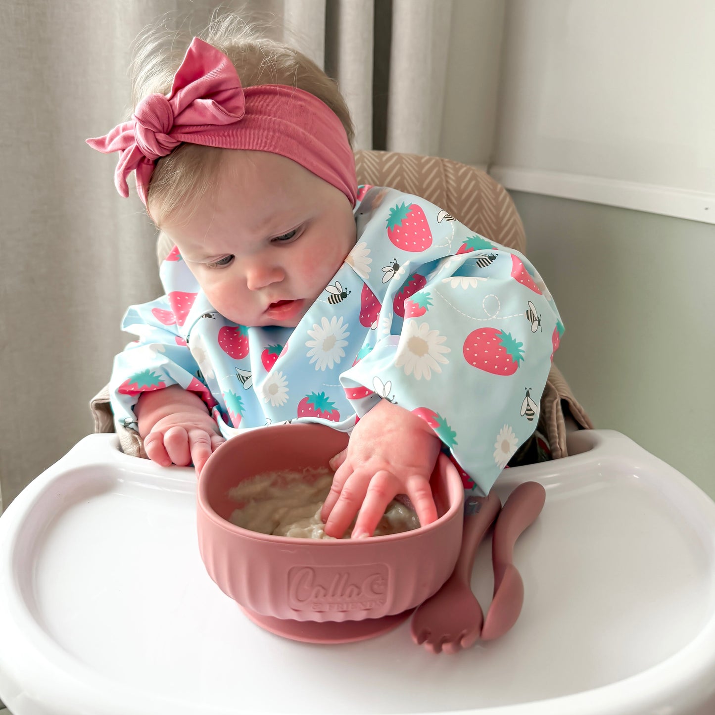 The Grayson Long Sleeve Bib - Strawberry Patch